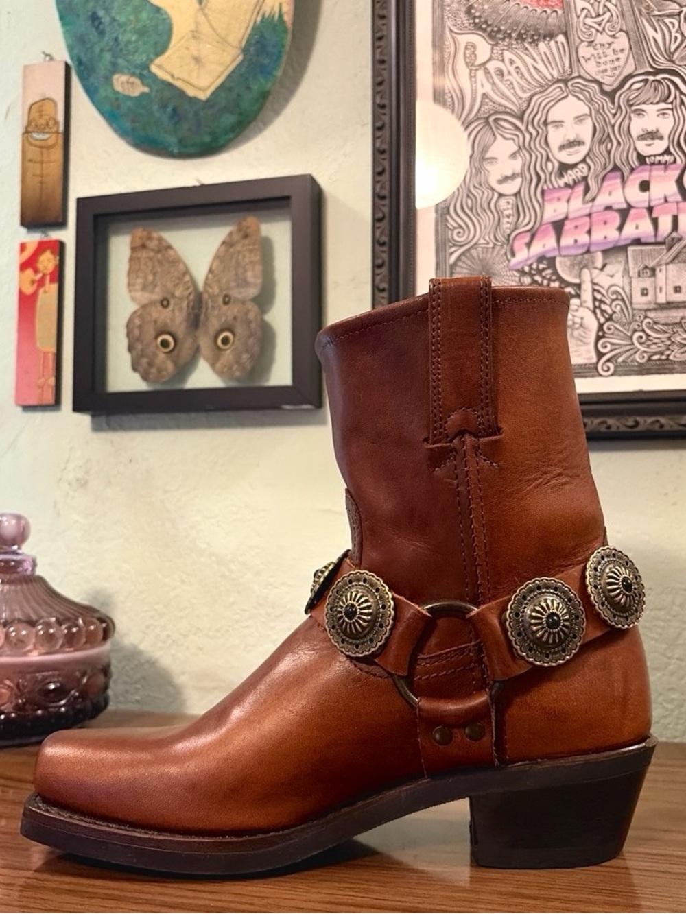 🌵BRAND NEW Frye 8R Biker Boots w/ Custom Concho Harnesses🌵